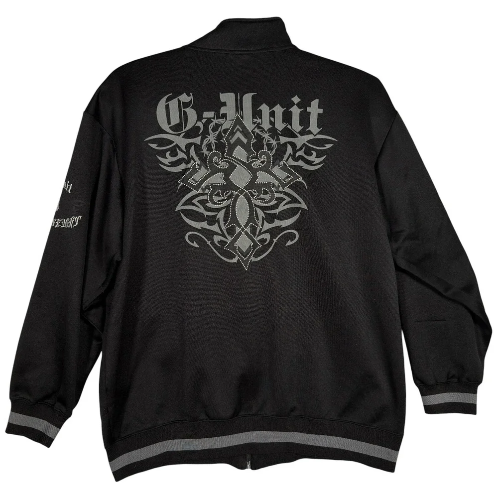 G-Unit Heavy Weight Jacket Mens XL Black Y2K Hip Hop Full Zip Streetwear